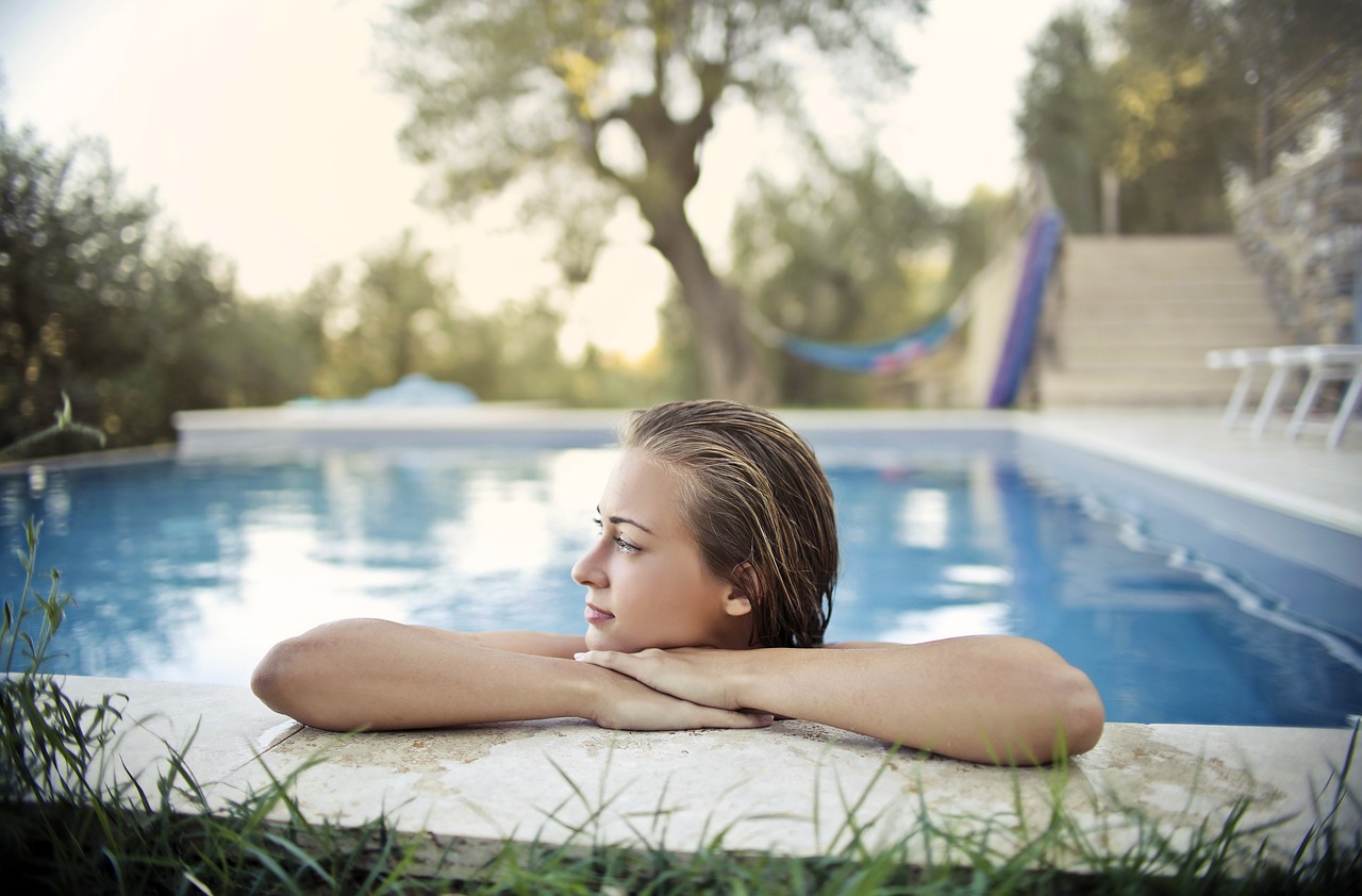 blonde woman in pool